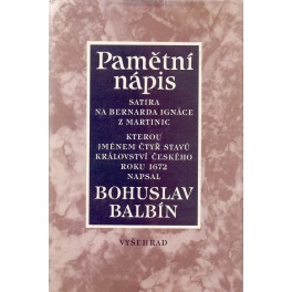 Pamětní nápis - Bohuslav Balbín 